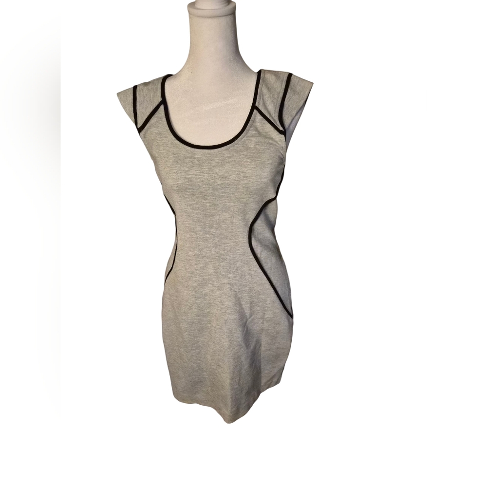 Express Heather Gray Dress with Black Trim